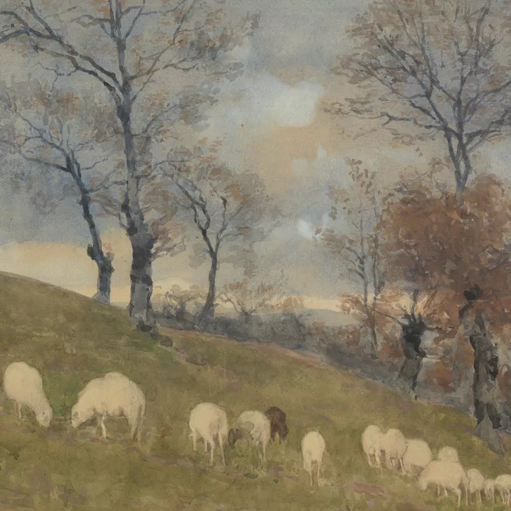 Landscape with Grazing Flock